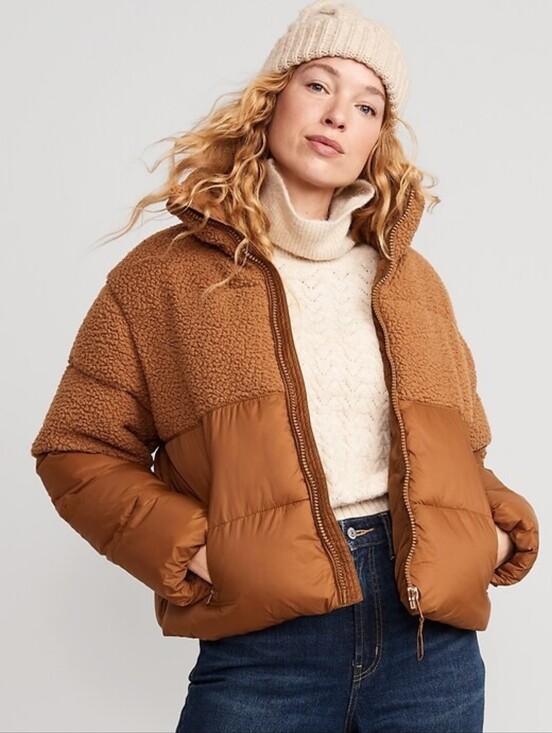Old Navy Jackets & Blazers - Women’s Camel Sherpa Puffer Jacket